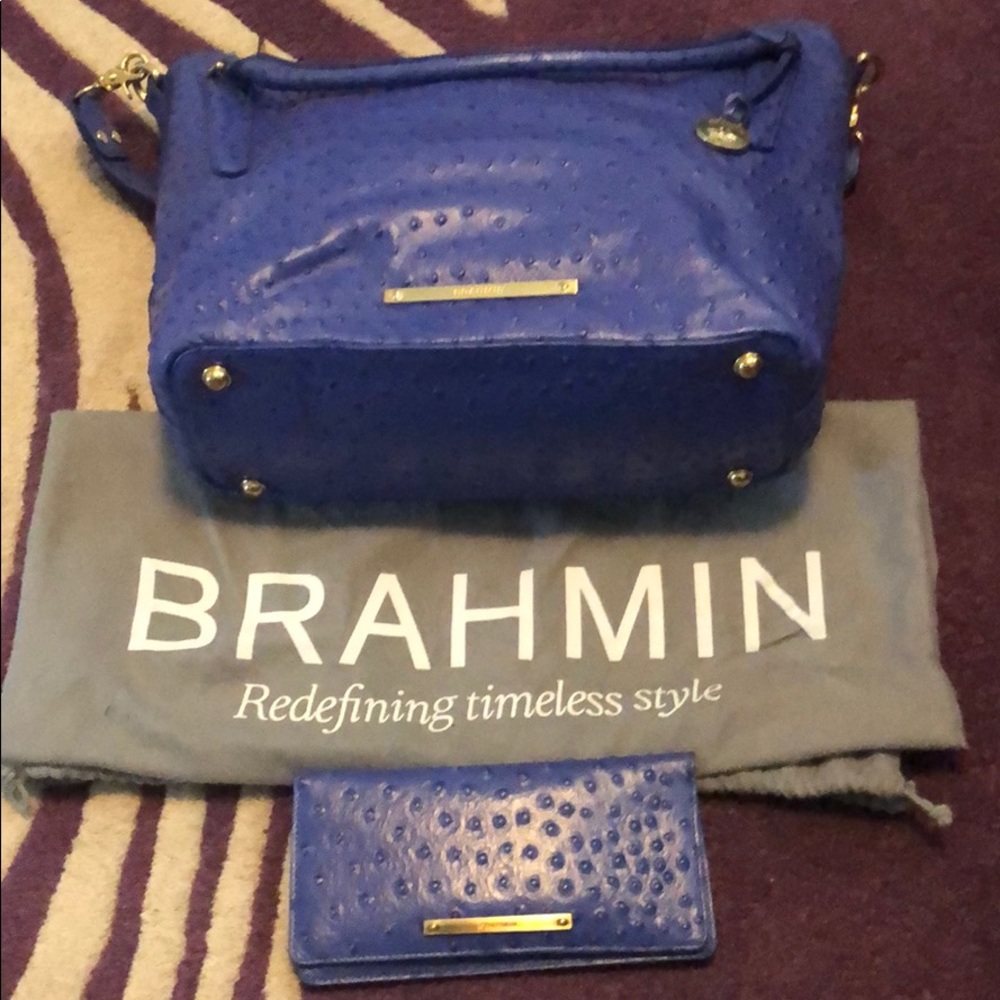 Blue Ostrich Texture Brahmin w/ Wallet